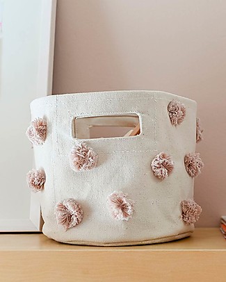 Pehr Cesto Portaoggetti - Pom Pom Rosa - 20,3cm x 17,8cm - 100% Cotone Naturale Contenitori Portaoggetti