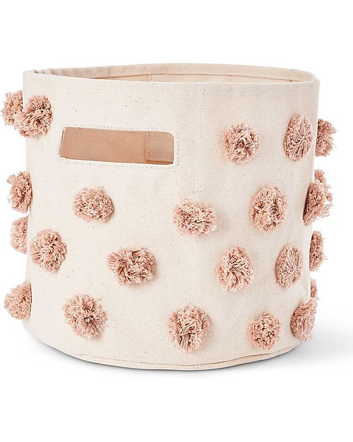 Pehr Cesto Portaoggetti - Pom Pom Rosa - 25,5cm x 22,9cm - 100% Cotone Naturale Contenitori Portaoggetti
