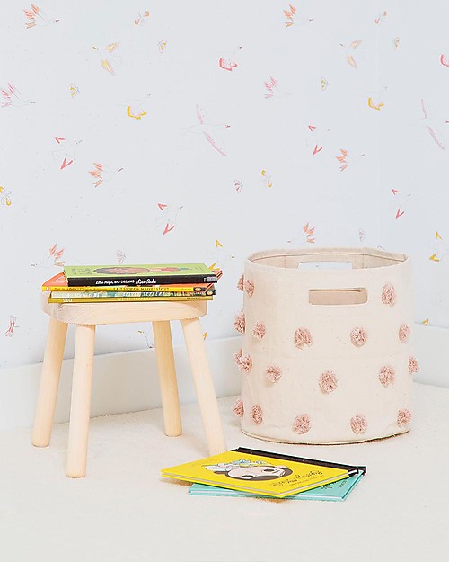 Pehr Cesto Portaoggetti - Pom Pom Rosa - 25,5cm x 22,9cm - 100% Cotone Naturale Contenitori Portaoggetti