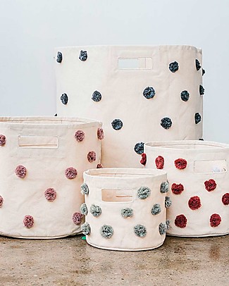 Pehr Cesto Portaoggetti - Pom Pom Salvia - 20,3cm x 17,8cm - 100% Cotone Naturale Contenitori Portaoggetti