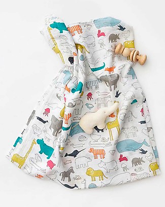 Pehr Copertina in Mussola 100% Cotone Bio GOTS - Arca di Noé - 120x120cm Swaddle di Mussola