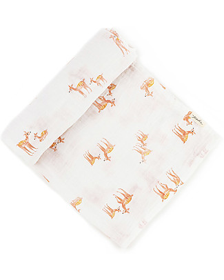 Pehr Copertina in Mussola 100% Cotone Bio GOTS - Cerbiatti - 120x120cm Copertine Swaddles