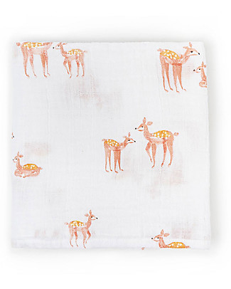 Pehr Copertina in Mussola 100% Cotone Bio GOTS - Cerbiatti - 120x120cm Copertine Swaddles