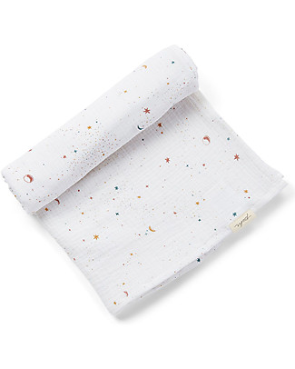 Pehr Copertina in Mussola 100% Cotone Bio GOTS - Cielo Stellato - 120x120cm Copertine Swaddles