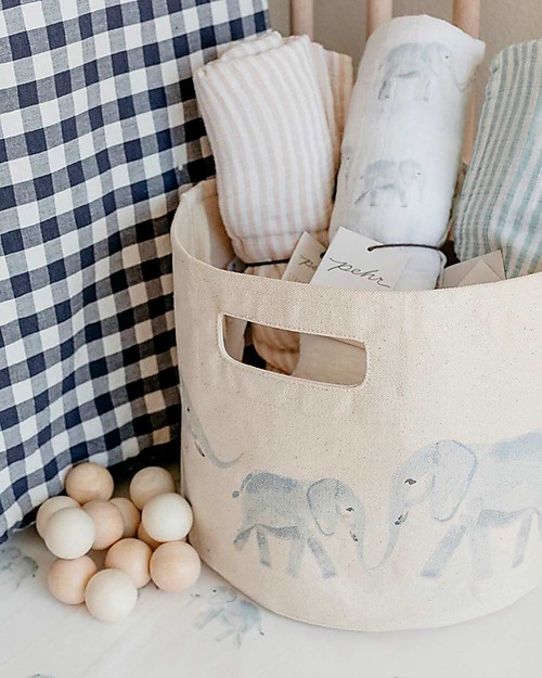 Pehr Copertina in Mussola 100% Cotone Bio GOTS - Elefanti - 120x120cm Swaddle di Mussola