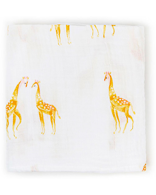 Pehr Copertina in Mussola 100% Cotone Bio GOTS - Giraffe - 120x120cm Swaddle di Mussola