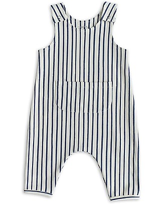 Pehr Pagliaccetto senza Maniche a Strisce - Blu Scuro - 100% Cotone Biologico GOTS Tutine Lunghe