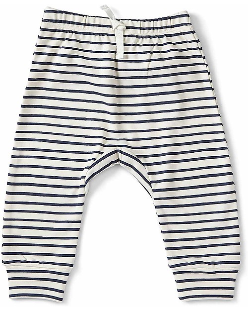 Pehr Pantalone Harem a strisce - Blu scuro - 100% Cotone Biologico GOTS Pantaloni Lunghi