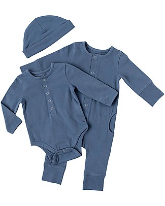 Pehr Tutina a Maniche Lunghe - Blu - Cotone Biologico GOTS - Comodissimo! Tutine Lunghe