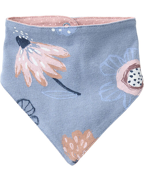 People Wear Organic Bavaglino Fiori - Indaco - Cotone GOTS Bavagli a Bandana