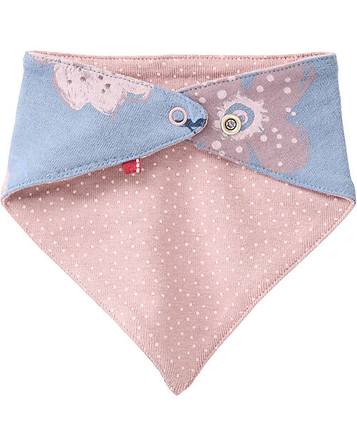 People Wear Organic Bavaglino Fiori - Indaco - Cotone GOTS Bavagli a Bandana