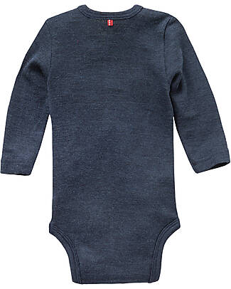 People Wear Organic Body Manica Lunga - Blu Scuro - Lana e Seta Bio GOTS Body Manica Lunga
