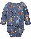 People Wear Organic Body Manica Lunga con Bottoni - Blu Fantasia Animali - Cotone GOTS Body Manica Lunga