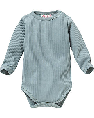 People Wear Organic Body Manica Lunga - Eucalipto - Maglia a Costine di Cotone Bio GOTS Body Manica Lunga