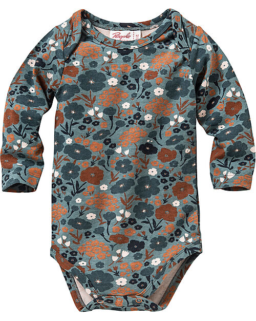 People Wear Organic Body Manica Lunga - Eucalipto Prato Autunnale - Cotone Bio GOTS Body Manica Lunga