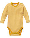 People Wear Organic Body Manica Lunga - Giallo Righe - Lana e Seta Bio GOTS Body Manica Lunga