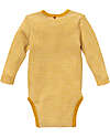 People Wear Organic Body Manica Lunga - Giallo Righe - Lana e Seta Bio GOTS Body Manica Lunga