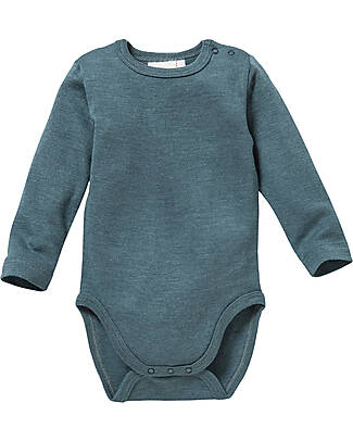People Wear Organic Body Manica Lunga - Smeraldo - Lana e Seta Bio GOTS Body Manica Lunga
