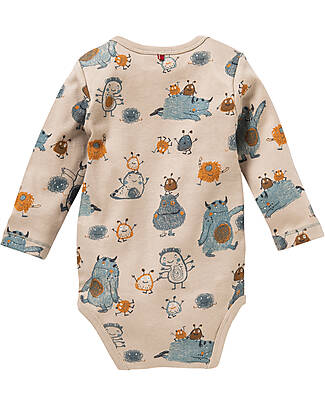 People Wear Organic Body Manica Lunga - Tortora Monster - Cotone Bio GOTS Body Manica Lunga