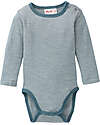 People Wear Organic Body Manica Lunga - Verde a Righe - Lana Biologica e Seta - Certificazione GOTS
 Body Manica Lunga