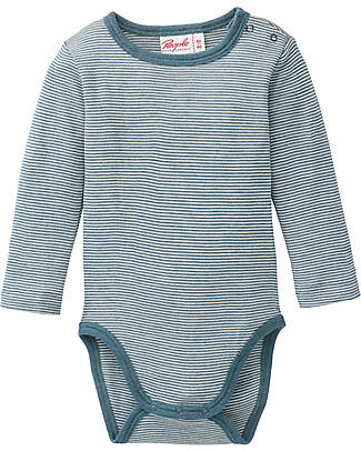 People Wear Organic Body Manica Lunga - Verde a Righe - Lana Biologica e Seta - Certificazione GOTS
Body Manica Lunga