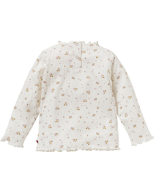 People Wear Organic Camicia Manica Lunga con Colletto - Bianco Foglie - Cotone Bio GOTS Maglie Manica Lunga