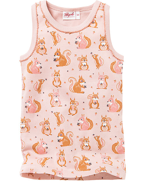 People Wear Organic Canottiera senza Maniche - Rosa Scoiattolo - Cotone Bio GOTS Canottiere