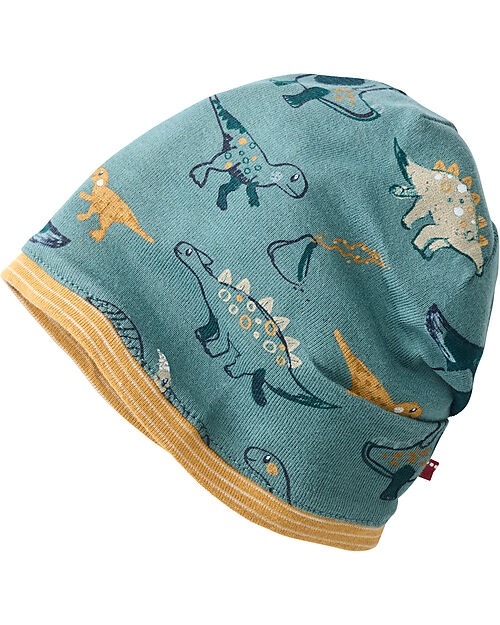 People Wear Organic Cappellino Reversibile - Dinosauro- 100% Cotone Biologico - GOTS Cappelli Invernali