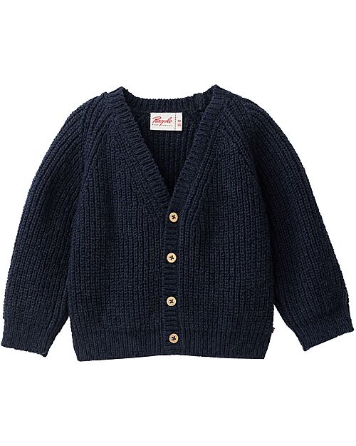 People Wear Organic Cardigan con Bottoni - Blu - Cotone GOTS Cardigan