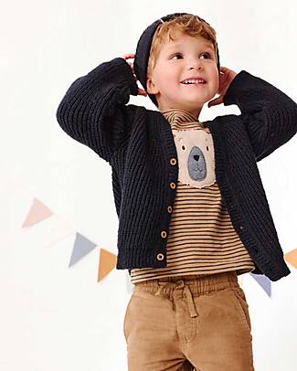 People Wear Organic Cardigan con Bottoni - Blu - Cotone GOTS Cardigan