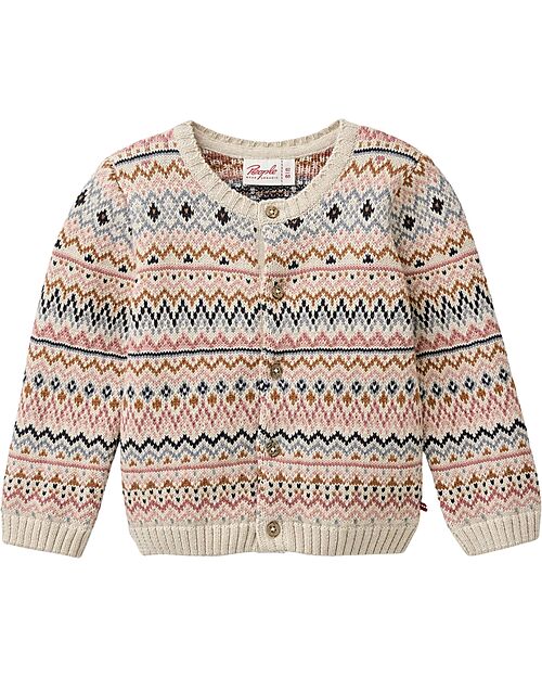 People Wear Organic Cardigan in Maglia Disegni - Panna - Cotone GOTS Cardigan