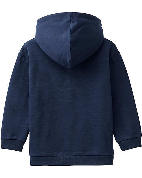 People Wear Organic Felpa con Cappuccio Drago - Blu - Cotone GOTS Felpe