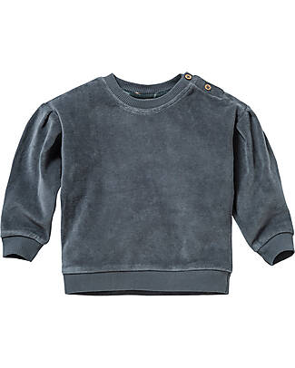 People Wear Organic Felpa in Ciniglia - Ocean - Cotone Bio GOTS - con Bottoni Laterali Felpe
