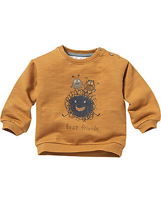 People Wear Organic Felpa Manica Lunga - Caramello Monster Party - Cotone Bio GOTS Felpe