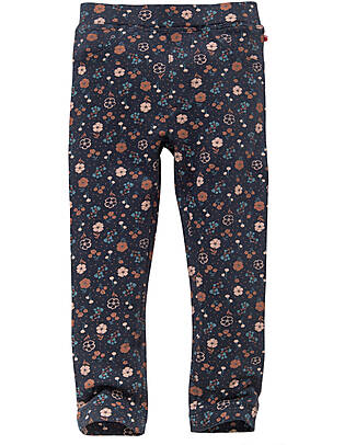 People Wear Organic Leggings - Blu Notte Fiori - Felpa di Cotone Bio GOTS Leggings