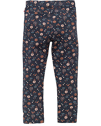 People Wear Organic Leggings - Blu Notte Fiori - Felpa di Cotone Bio GOTS Leggings