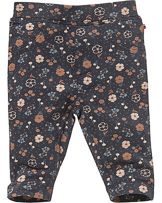 People Wear Organic Leggings Tuta - Blu Notte Fiori - Felpa di Cotone Bio GOTS Leggings