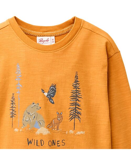 People Wear Organic Maglia a Maniche Lunghe Wild Ones - Ocra - Cotone GOTS Maglie Manica Lunga