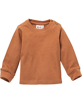 People Wear Organic Maglia Manica Lunga - Terra di Siena - Maglia a Costine di Cotone Bio GOTS Maglie Manica Lunga