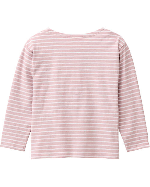 People Wear Organic Maglia Maniche Lunghe Happy Vibes - Righe Rosa e Bianco - Cotone GOTS Camicie_