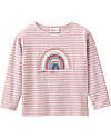 People Wear Organic Maglia Maniche Lunghe Happy Vibes - Righe Rosa e Bianco - Cotone GOTS Maglie Manica Lunga