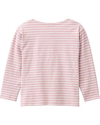 People Wear Organic Maglia Maniche Lunghe Happy Vibes - Righe Rosa e Bianco - Cotone GOTS Maglie Manica Lunga
