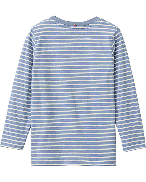 People Wear Organic Maglia Maniche Lunghe Let's Go Wild - Righe Blu e Bianco - Cotone GOTS Camicie_