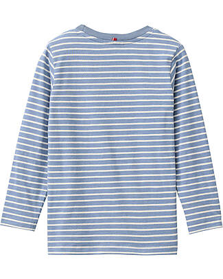 People Wear Organic Maglia Maniche Lunghe Let's Go Wild - Righe Blu e Bianco - Cotone GOTS Camicie_