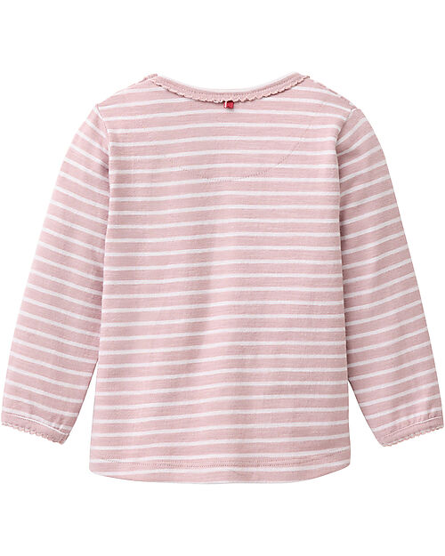 People Wear Organic Maglia Maniche Lunghe Let's Play - Righe Rosa e Bianco - Cotone GOTS Maglie Manica Lunga