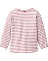 People Wear Organic Maglia Maniche Lunghe Let's Play - Righe Rosa e Bianco - Cotone GOTS Maglie Manica Lunga