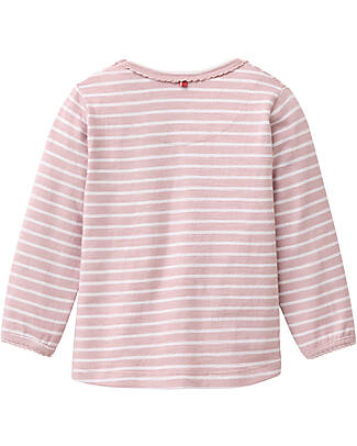 People Wear Organic Maglia Maniche Lunghe Let's Play - Righe Rosa e Bianco - Cotone GOTS Maglie Manica Lunga