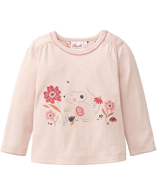 People Wear Organic Maglietta a Manica Lunga - con Motivo Mouse - 100% Cotone Organico - Certificazione GOTS Maglie Manica Lunga