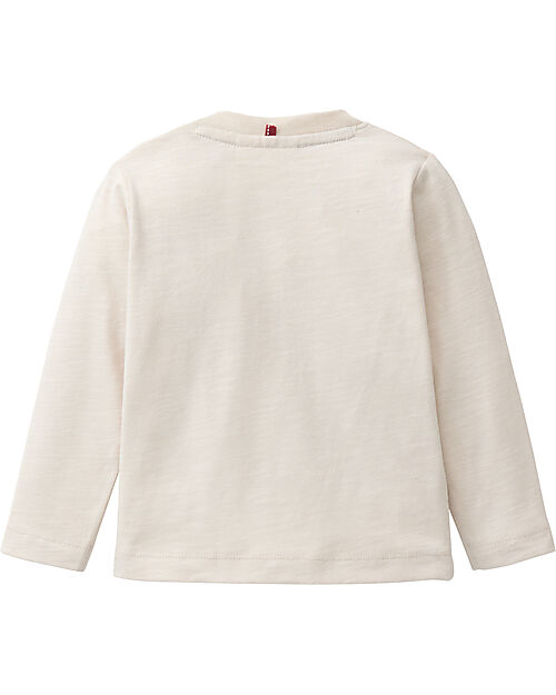 People Wear Organic Maglietta a Maniche Lunghe "Dino" - Crema - Cotone Biologico - Certificazione GOTS Maglie Manica Lunga