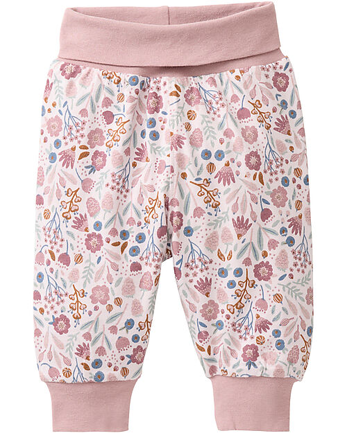 People Wear Organic Pantalone a Fiori Vita Reversibile - Rosa - Cotone GOTS Pantaloni Lunghi